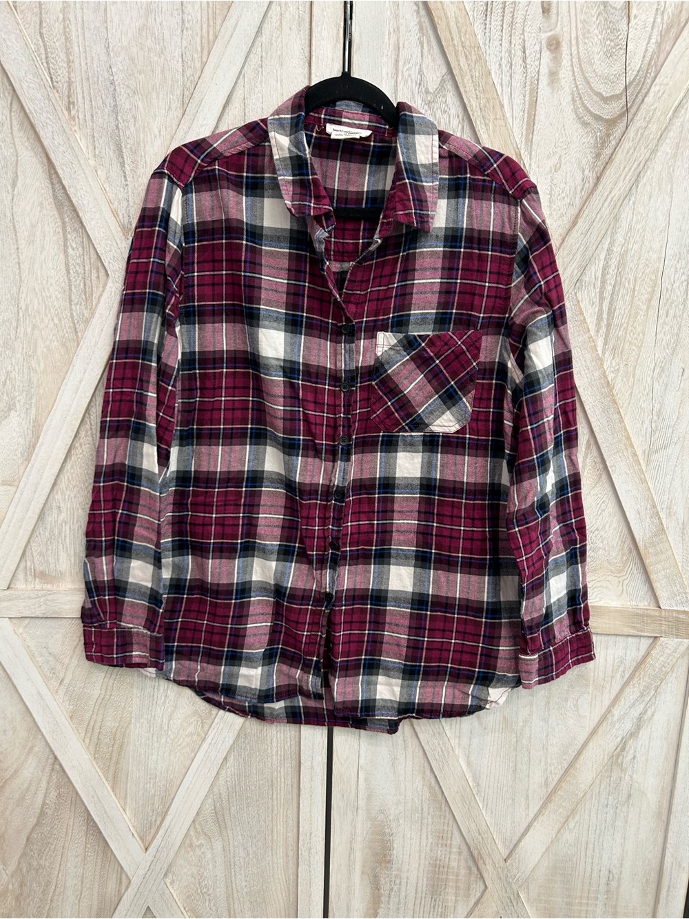 beachlunchlounge Burgundy Plaid Button-Down Shirt